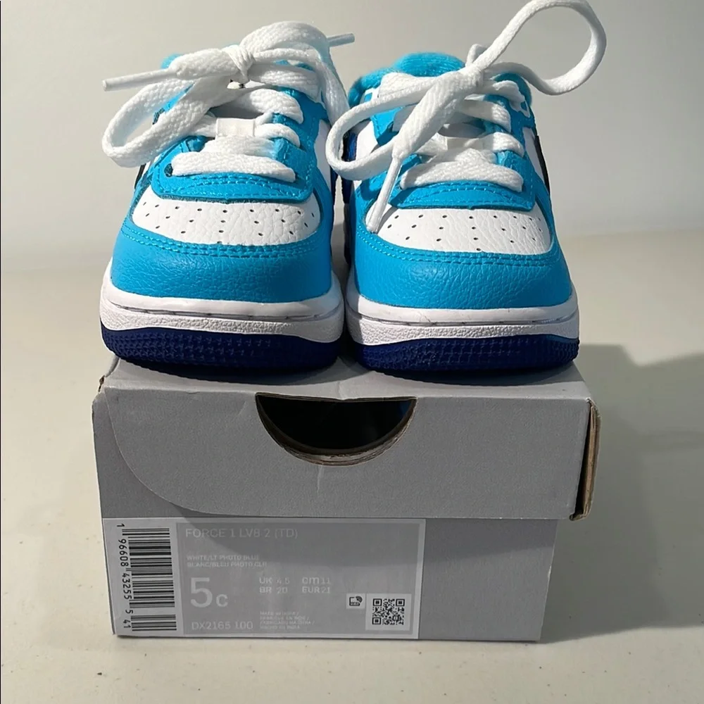 NEW Nike Force 1 LV8 2 TD Toddler Shoes Blue White 5C NIB DX2165-100